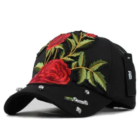 Rose Embroid Baseball Cap