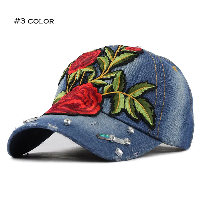 Rose Embroid Baseball Cap