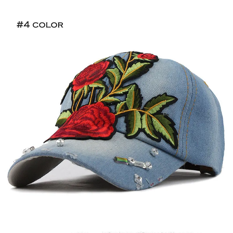 Rose Embroid Baseball Cap