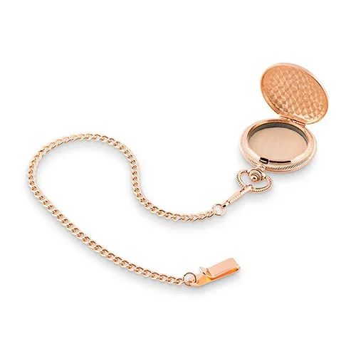 Rose Gold Personalized Pocket Groom's Wedding Ring Holder with Chain