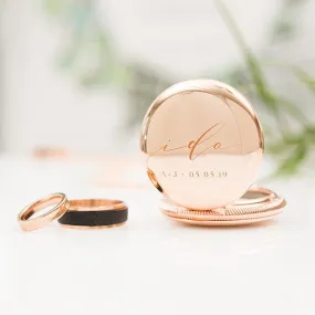 Rose Gold Personalized Pocket Groom's Wedding Ring Holder with Chain