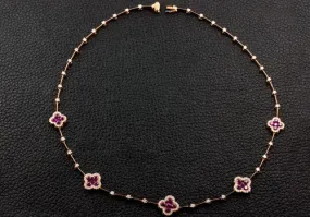 Ruby & Diamond Clover Necklace