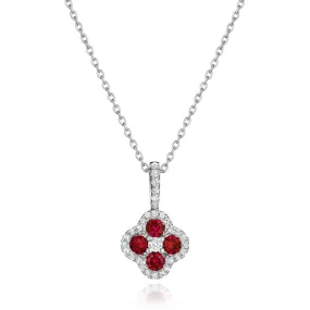 Ruby and Diamond Cluster Pendant