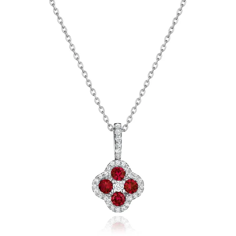 Ruby and Diamond Cluster Pendant