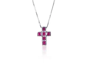 Ruby And Diamond Cross Pendant