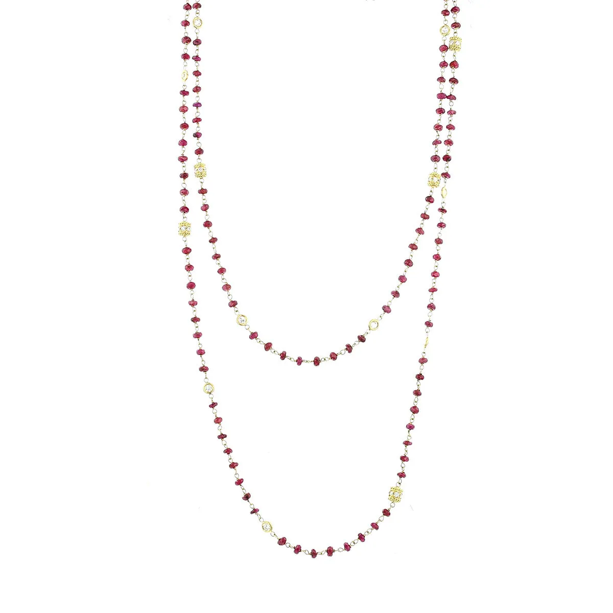 Ruby Bead and Diamond Eyeglass Chain