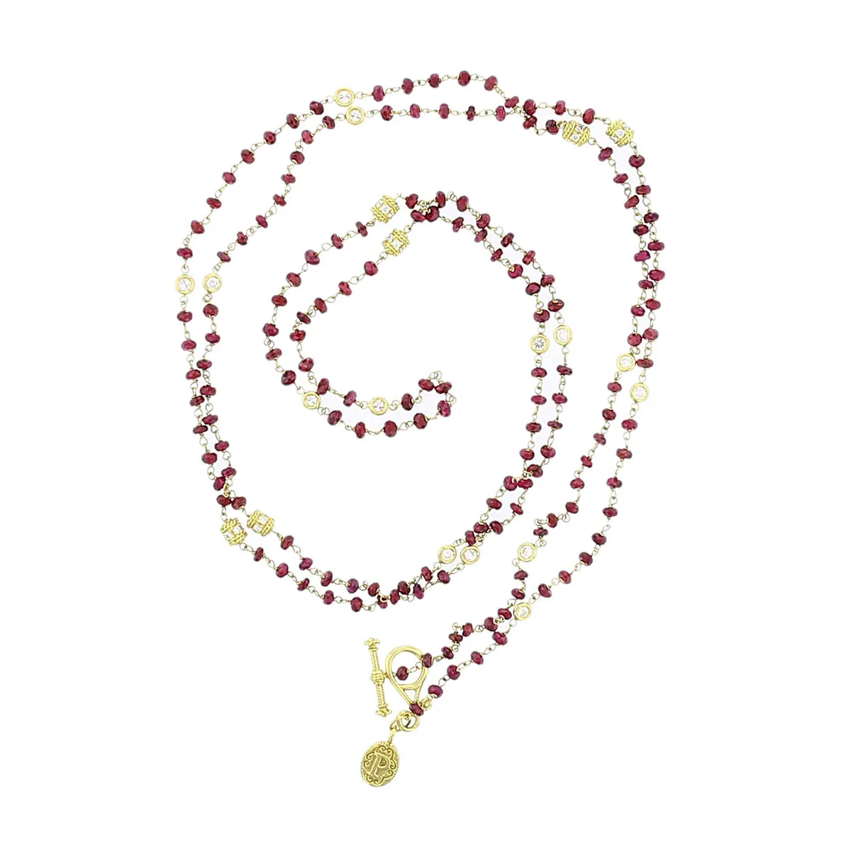 Ruby Bead and Diamond Eyeglass Chain