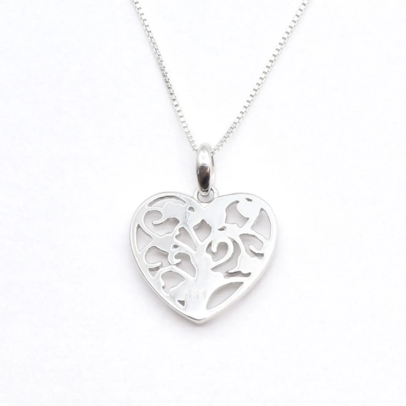 Ruby Heart Necklace -  Silver Heart Necklace - Silver Ruby Necklace