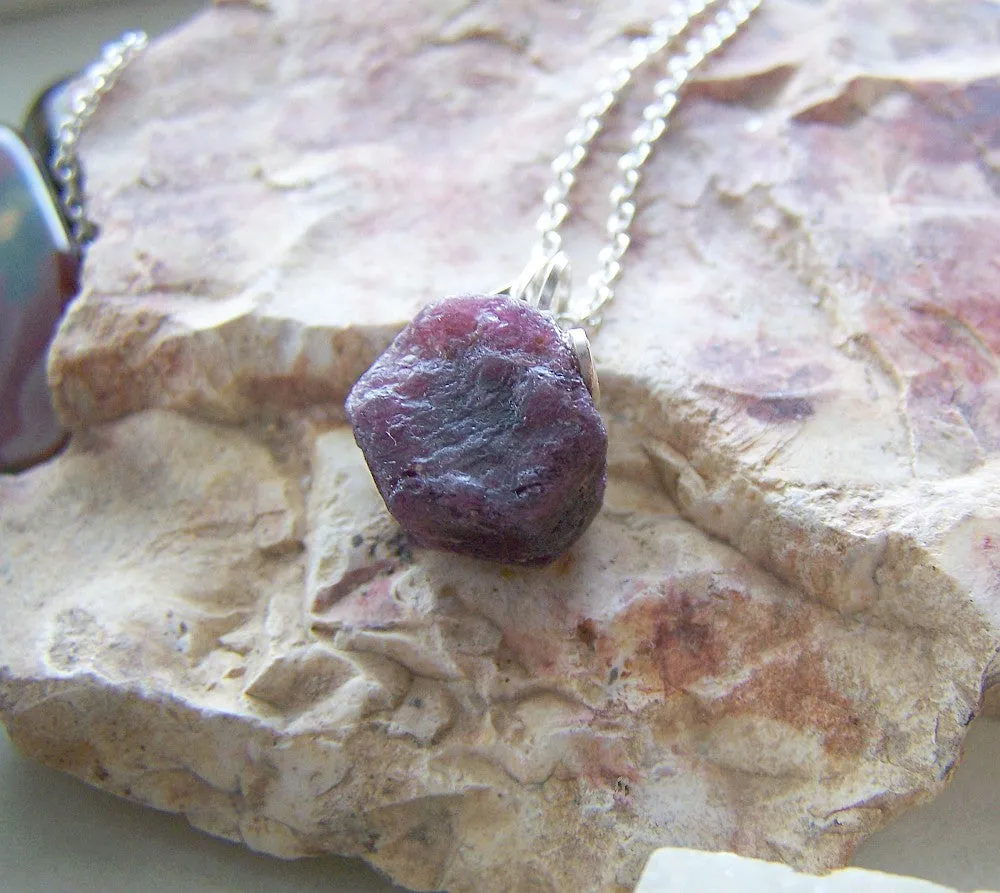 Ruby Record Keeper Natural Raw Gemstone Pendant Necklace