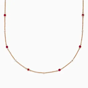 Ruby Royale 14K Rose Gold Ruby and Diamond Station Necklace