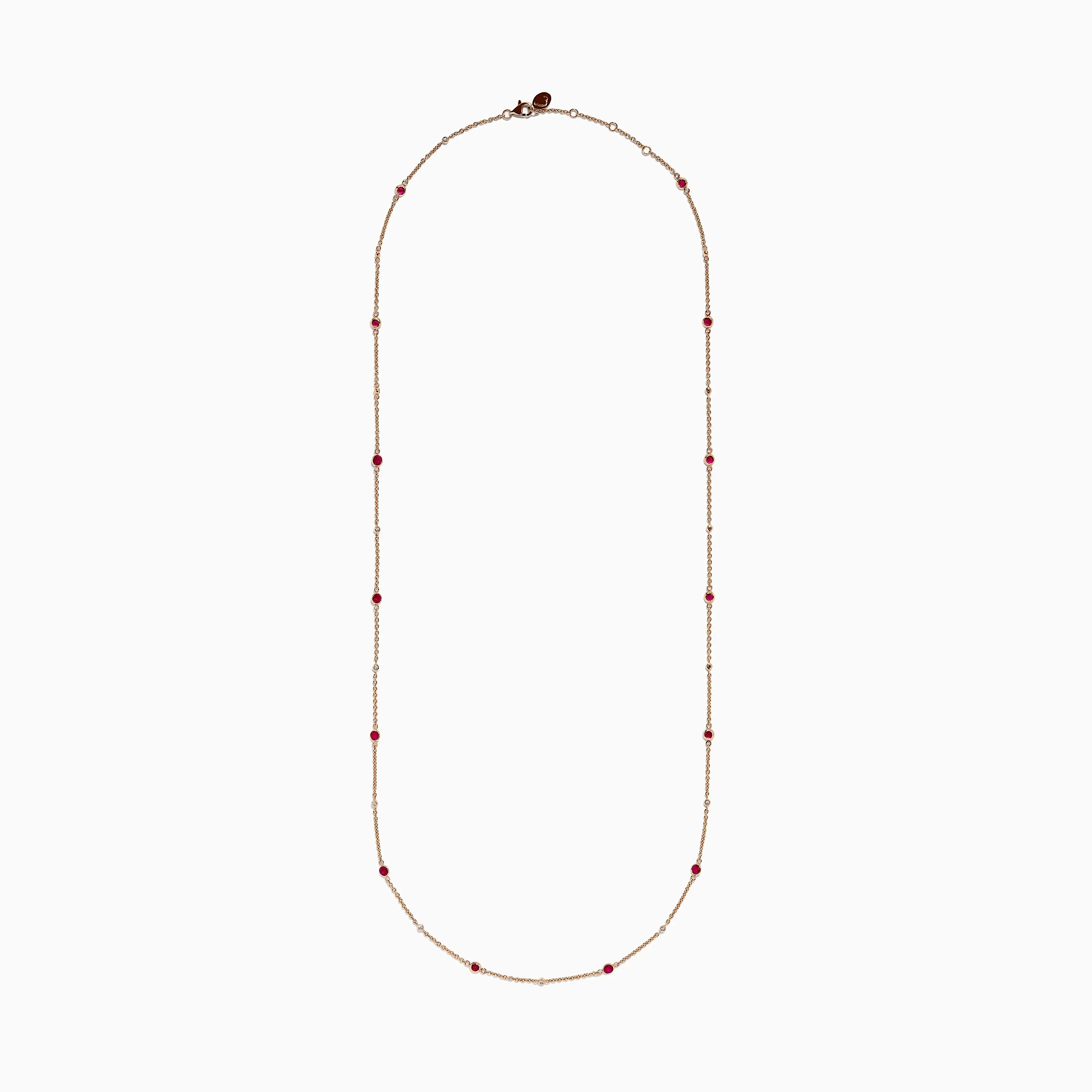 Ruby Royale 14K Rose Gold Ruby and Diamond Station Necklace