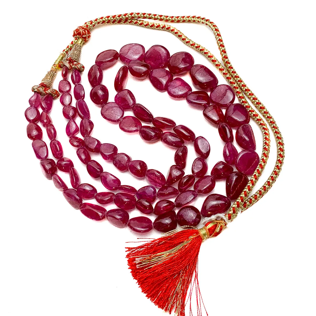 Ruby Smooth Graduated Nugget Double Strand Necklace