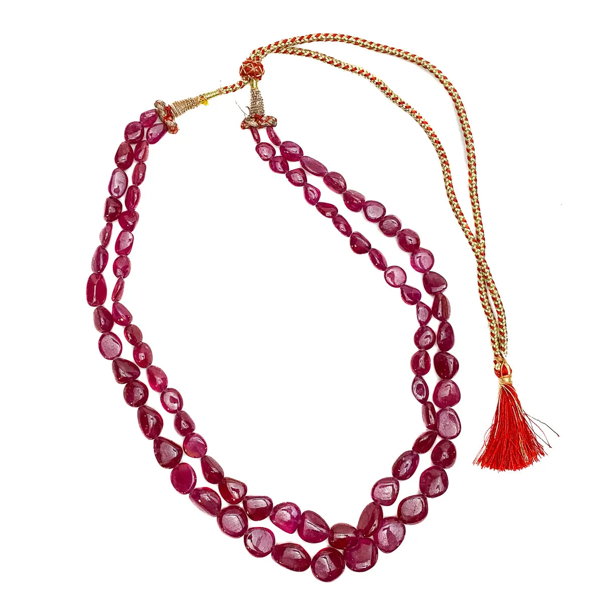 Ruby Smooth Graduated Nugget Double Strand Necklace