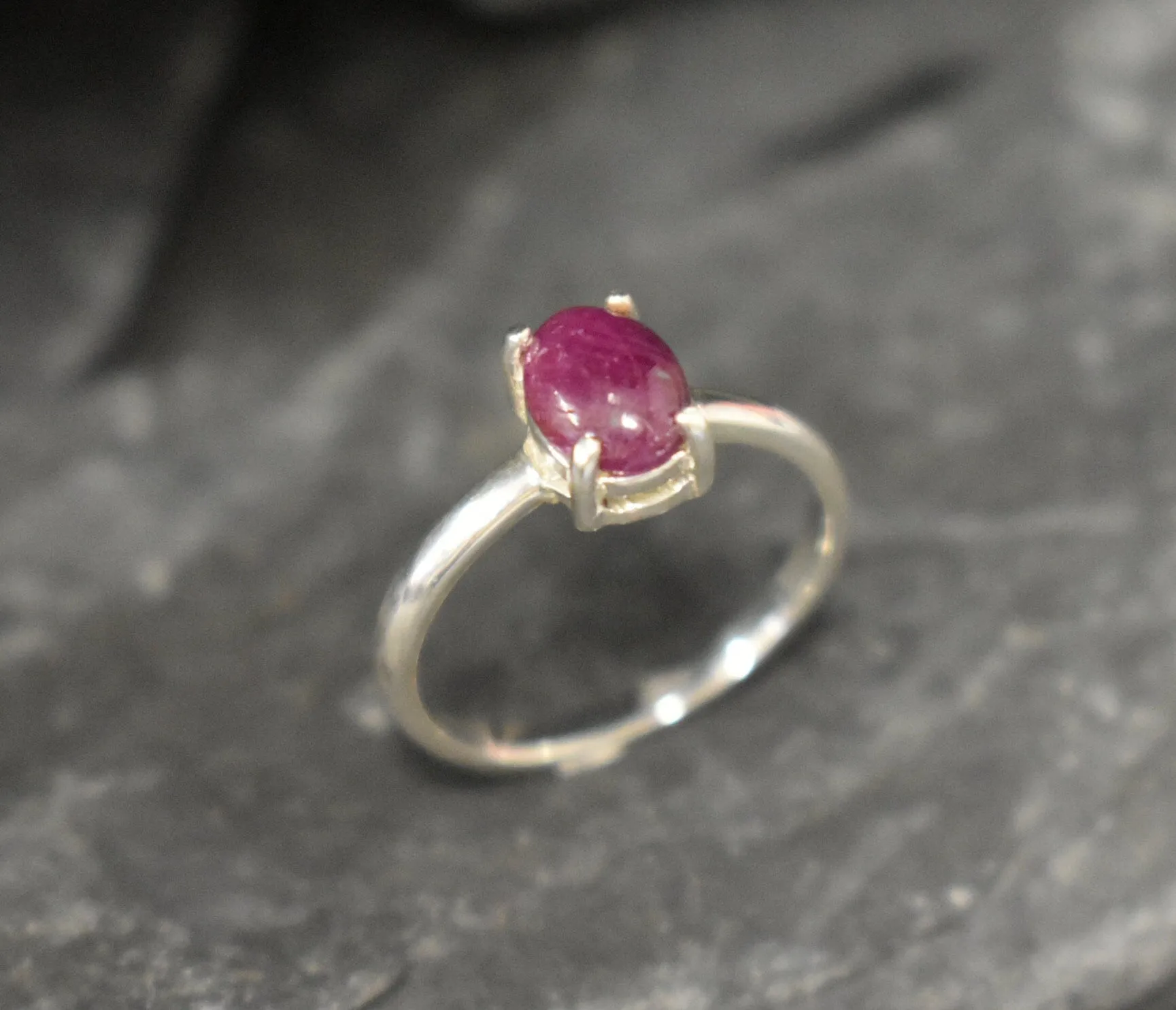 Ruby Solitaire Ring - Minimalist Red Ring - July Birthstone Ring