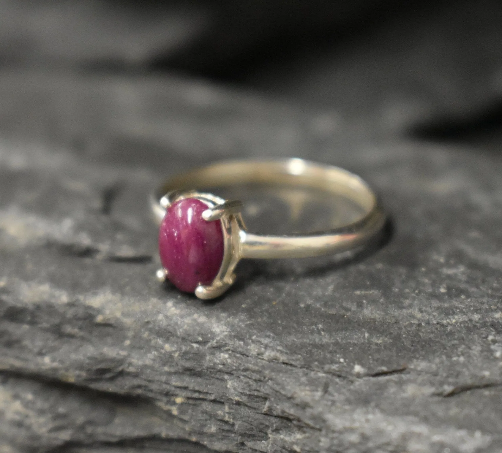 Ruby Solitaire Ring - Minimalist Red Ring - July Birthstone Ring