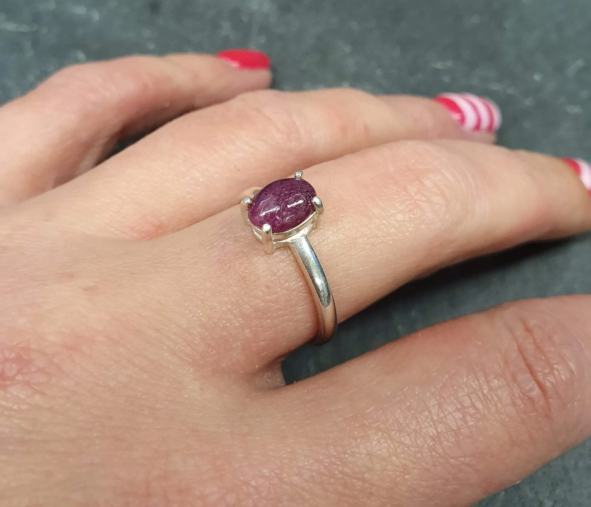 Ruby Solitaire Ring - Minimalist Red Ring - July Birthstone Ring