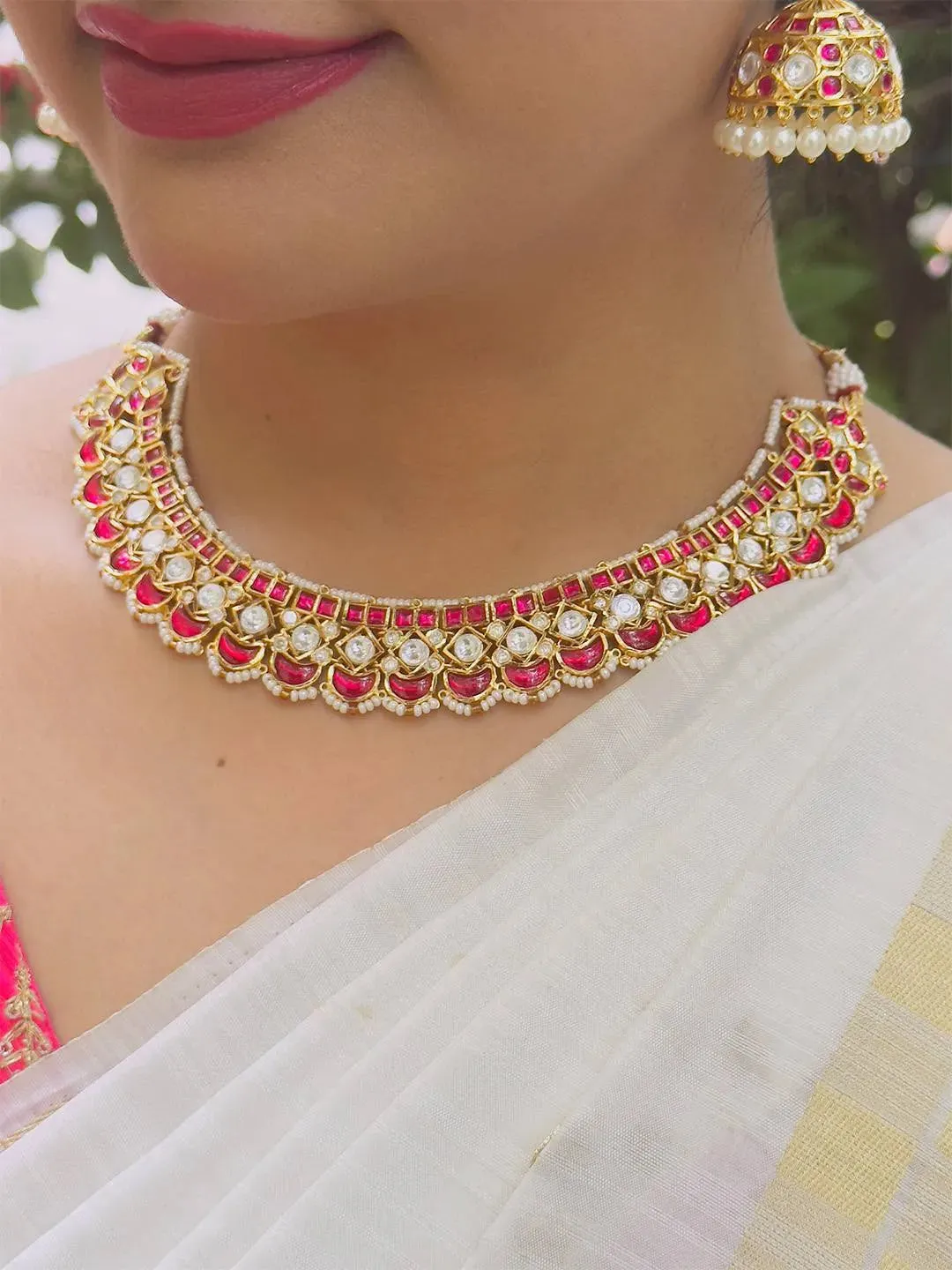 Ruby Studded Kemp Choker Necklace