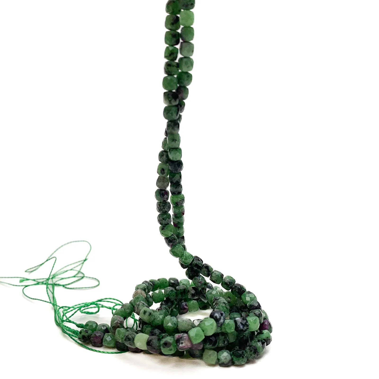 Ruby Zoisite 4mm Faceted Cubes Bead Strand