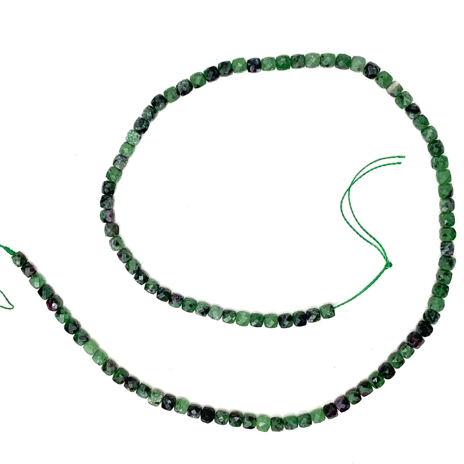 Ruby Zoisite 4mm Faceted Cubes Bead Strand