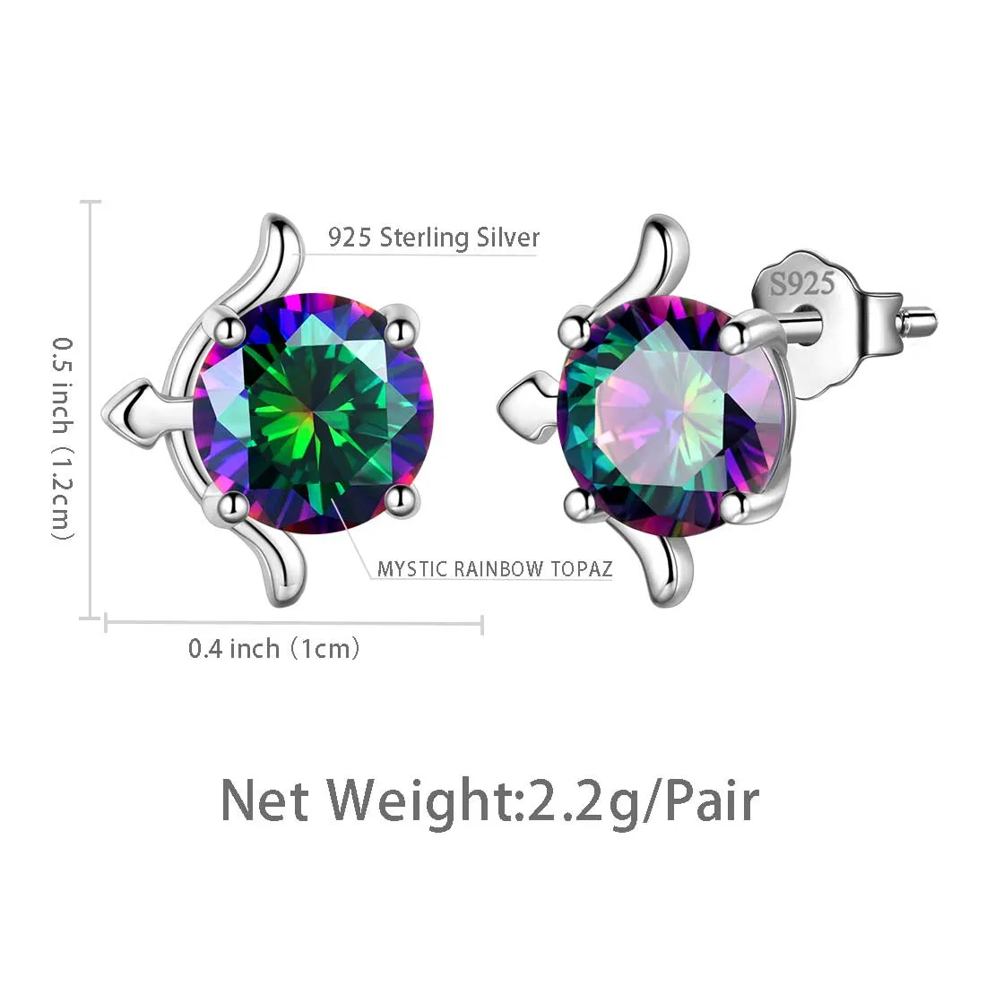 Sagittarius Stud Earrings Women Girls Constellation Jewelry Mystic Topaz Sterling Silver