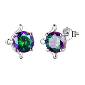 Sagittarius Stud Earrings Women Girls Constellation Jewelry Mystic Topaz Sterling Silver