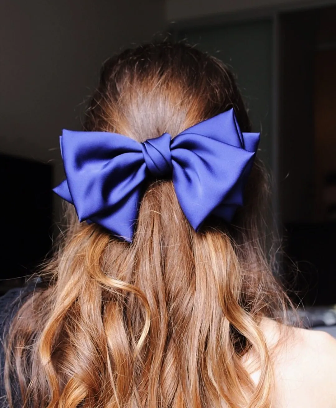 satin hair bow triple wing women hair accessory french barrette