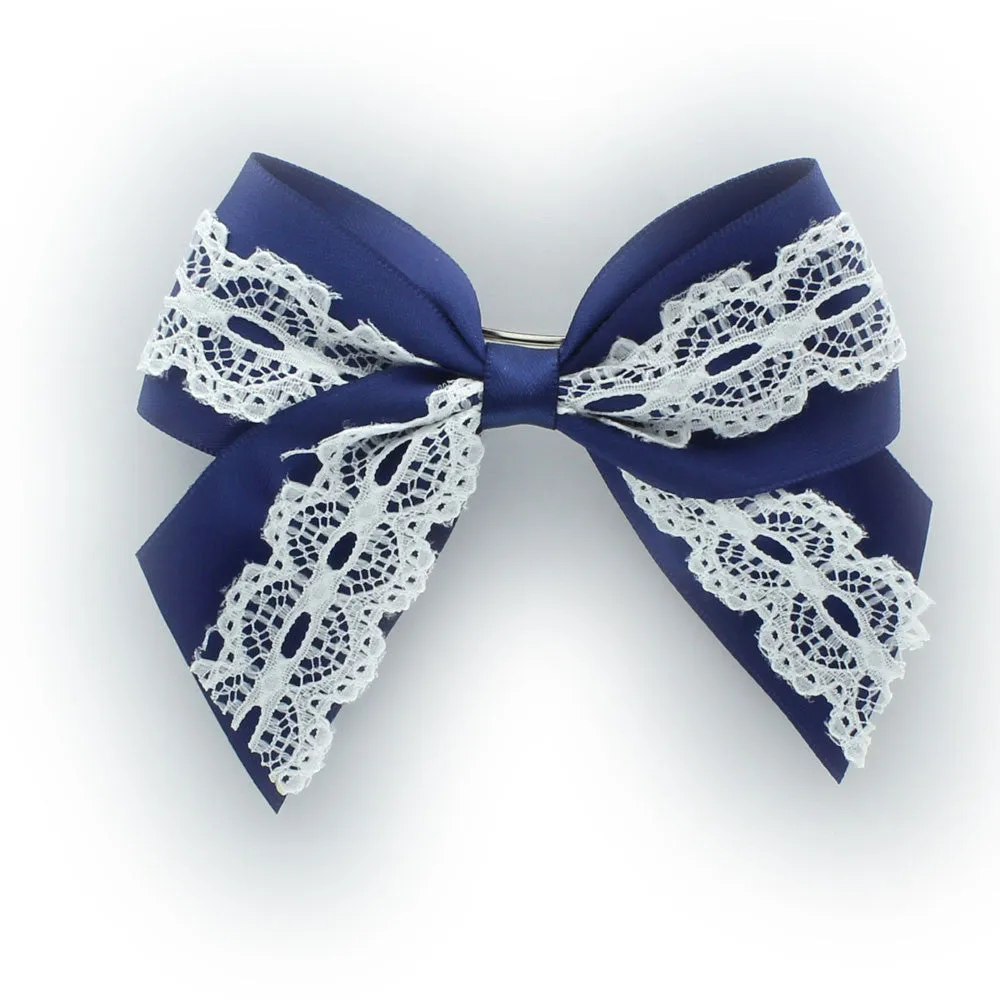 Satin/Lace Sailor Hair-Bow