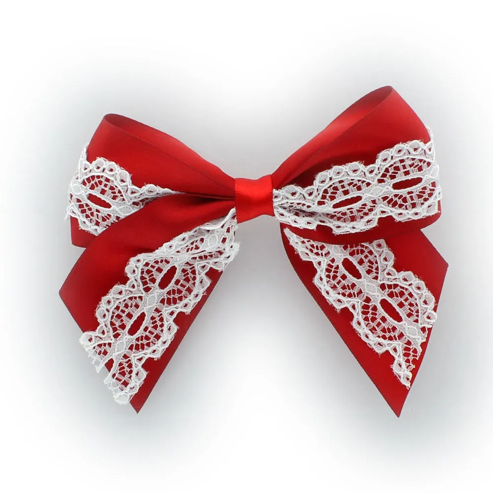 Satin/Lace Sailor Hair-Bow