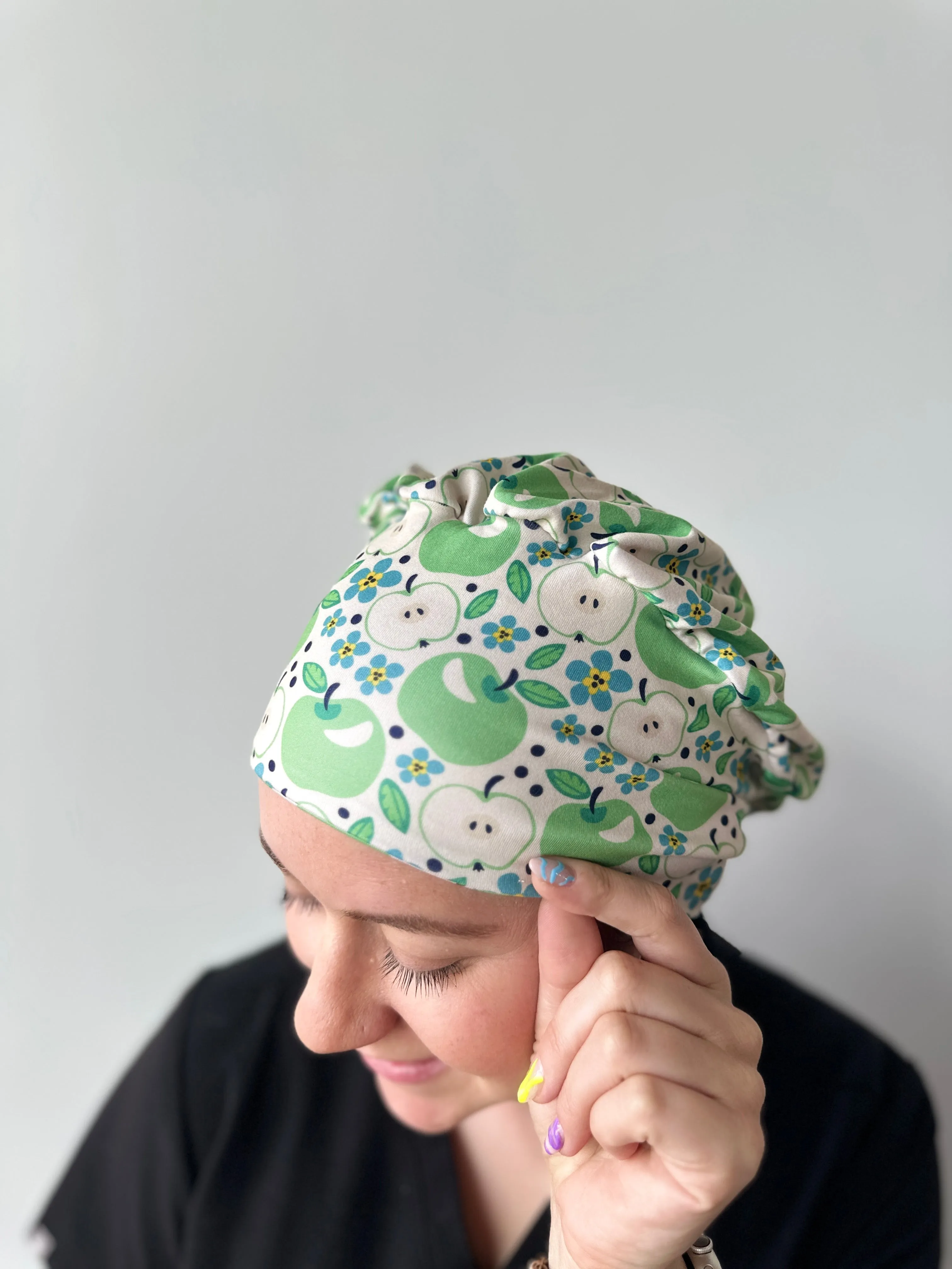 Scrub Hat - Apples and Flowers