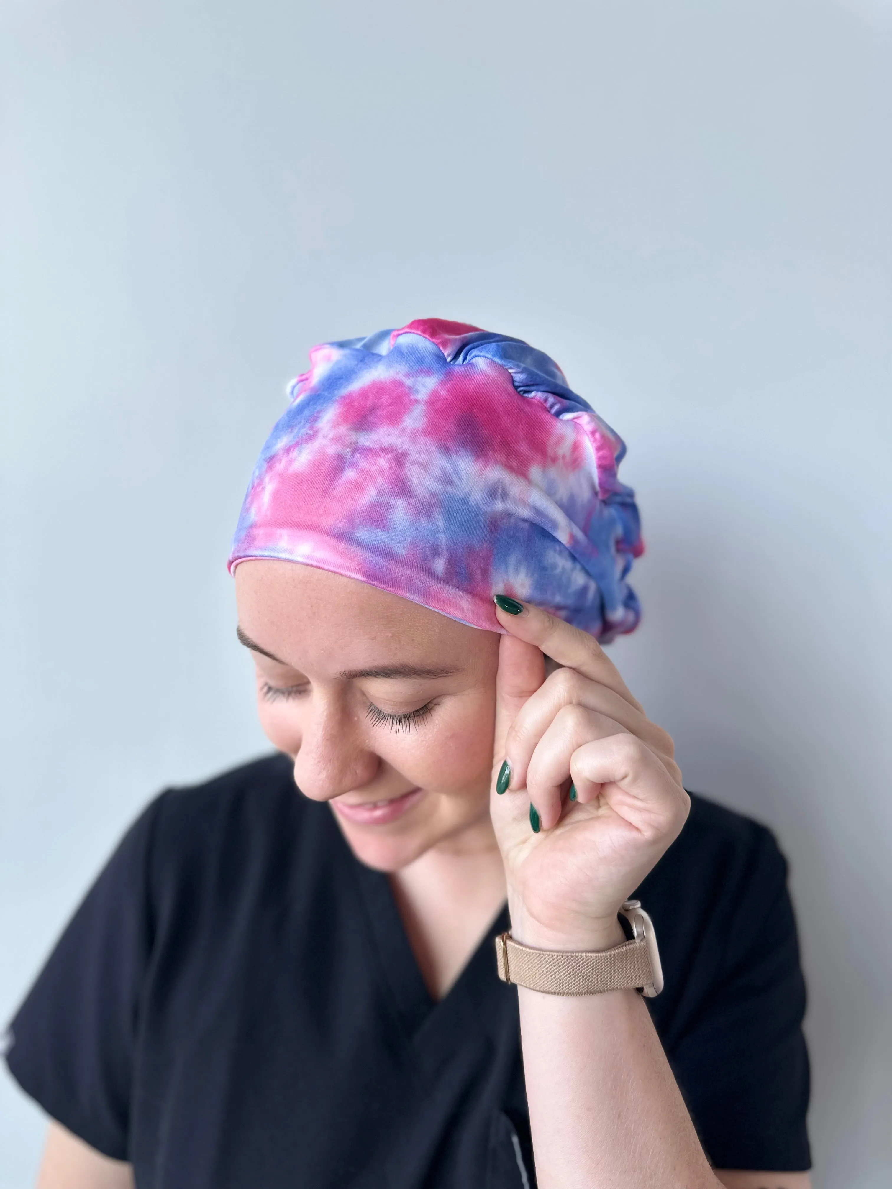 Scrub Hat - Blue & Pink Tie Dye