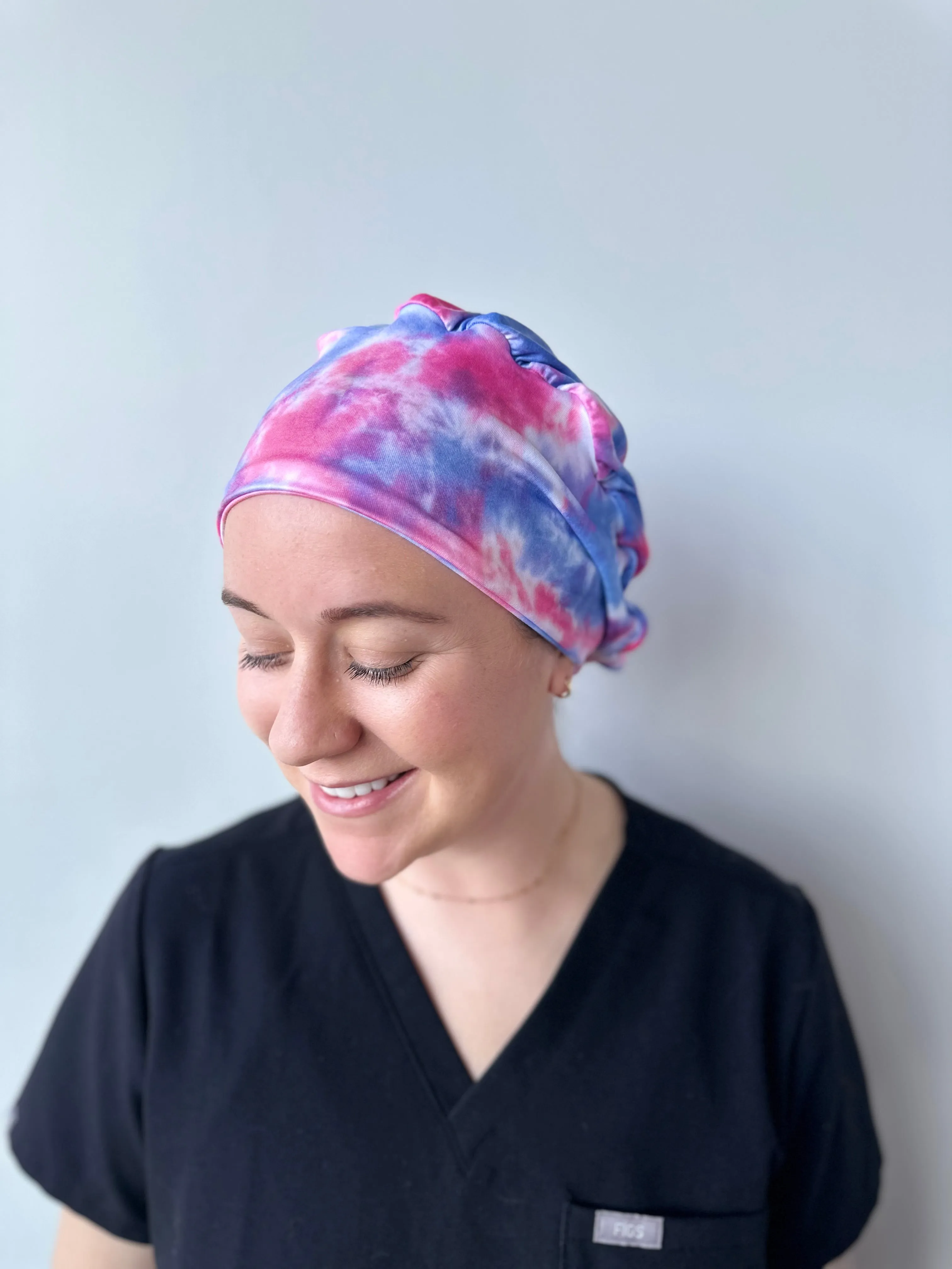 Scrub Hat - Blue & Pink Tie Dye