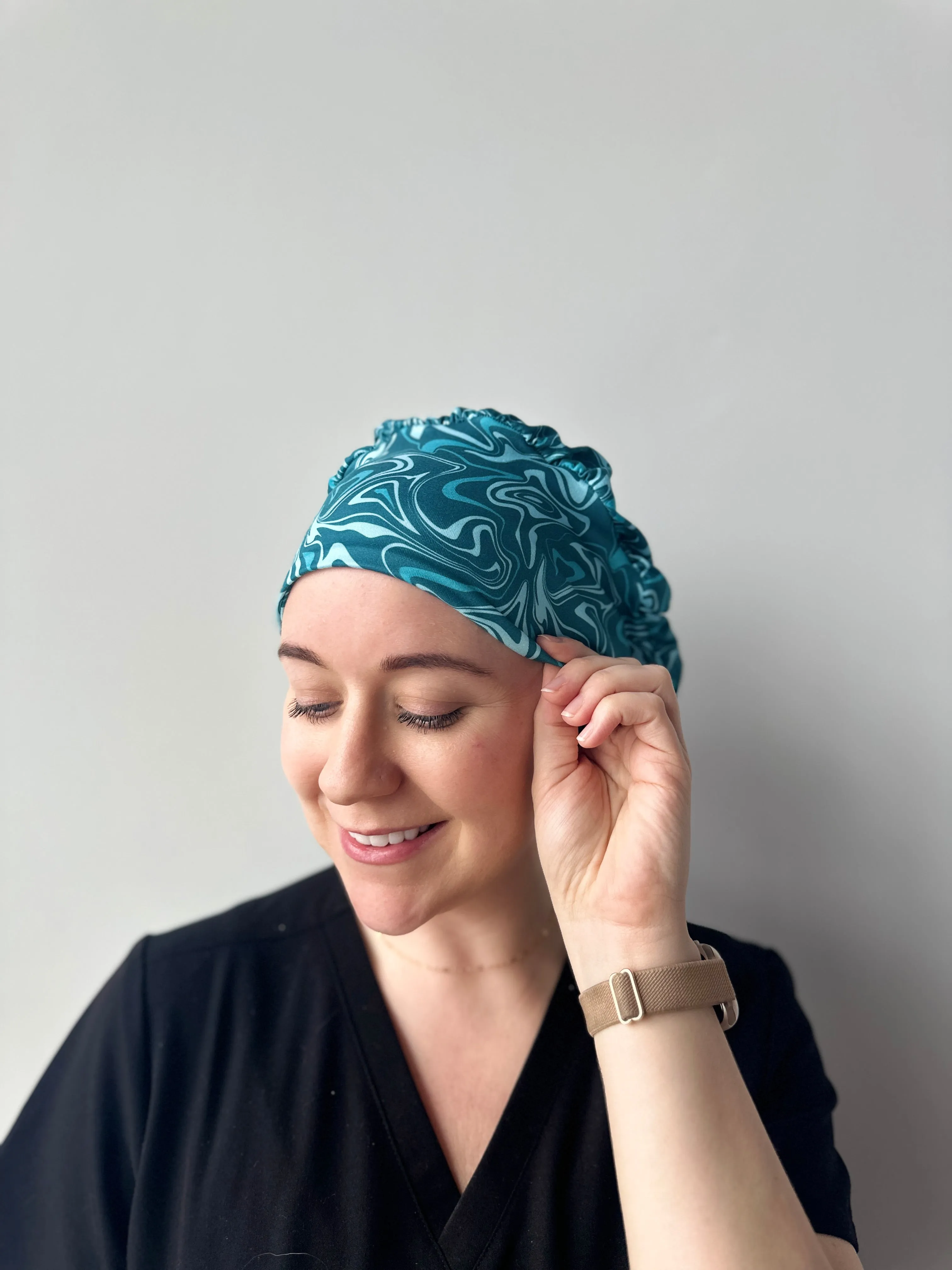 Scrub Hat - Blue Swirl