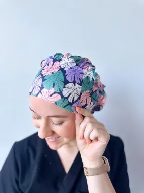 Scrub Hat - Cool Monstera Leaves