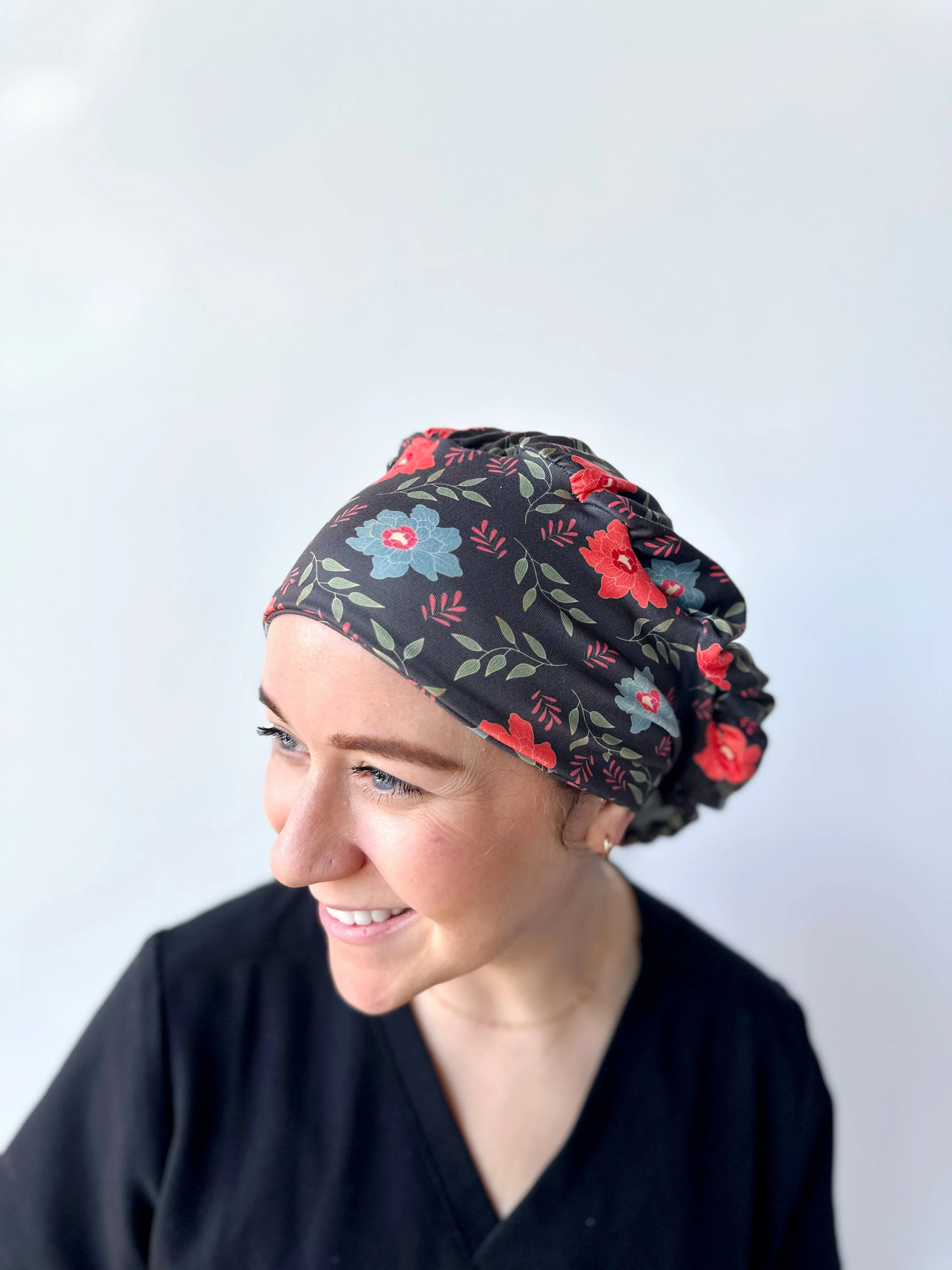 Scrub Hat - Gold Lined Floral