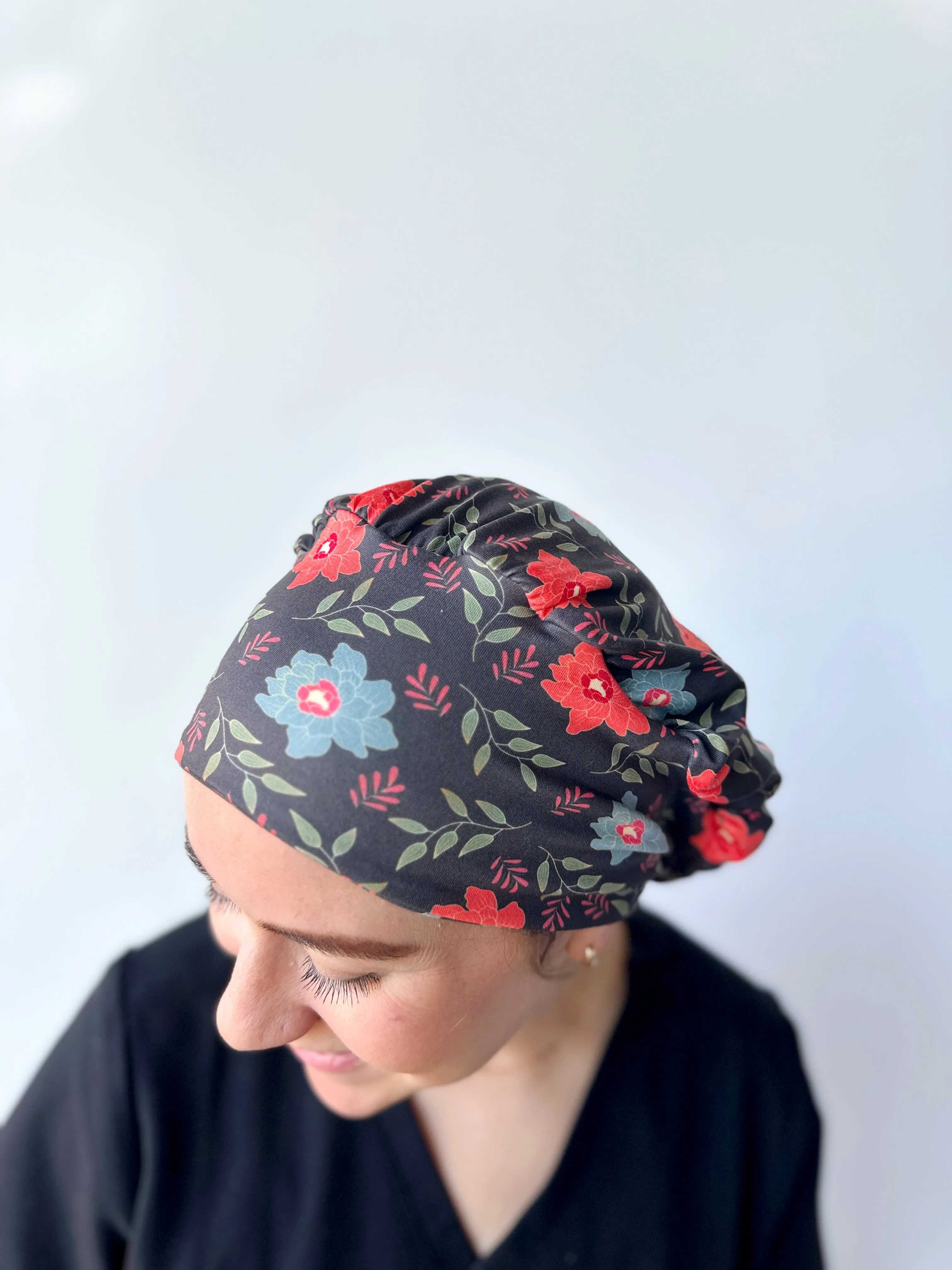 Scrub Hat - Gold Lined Floral