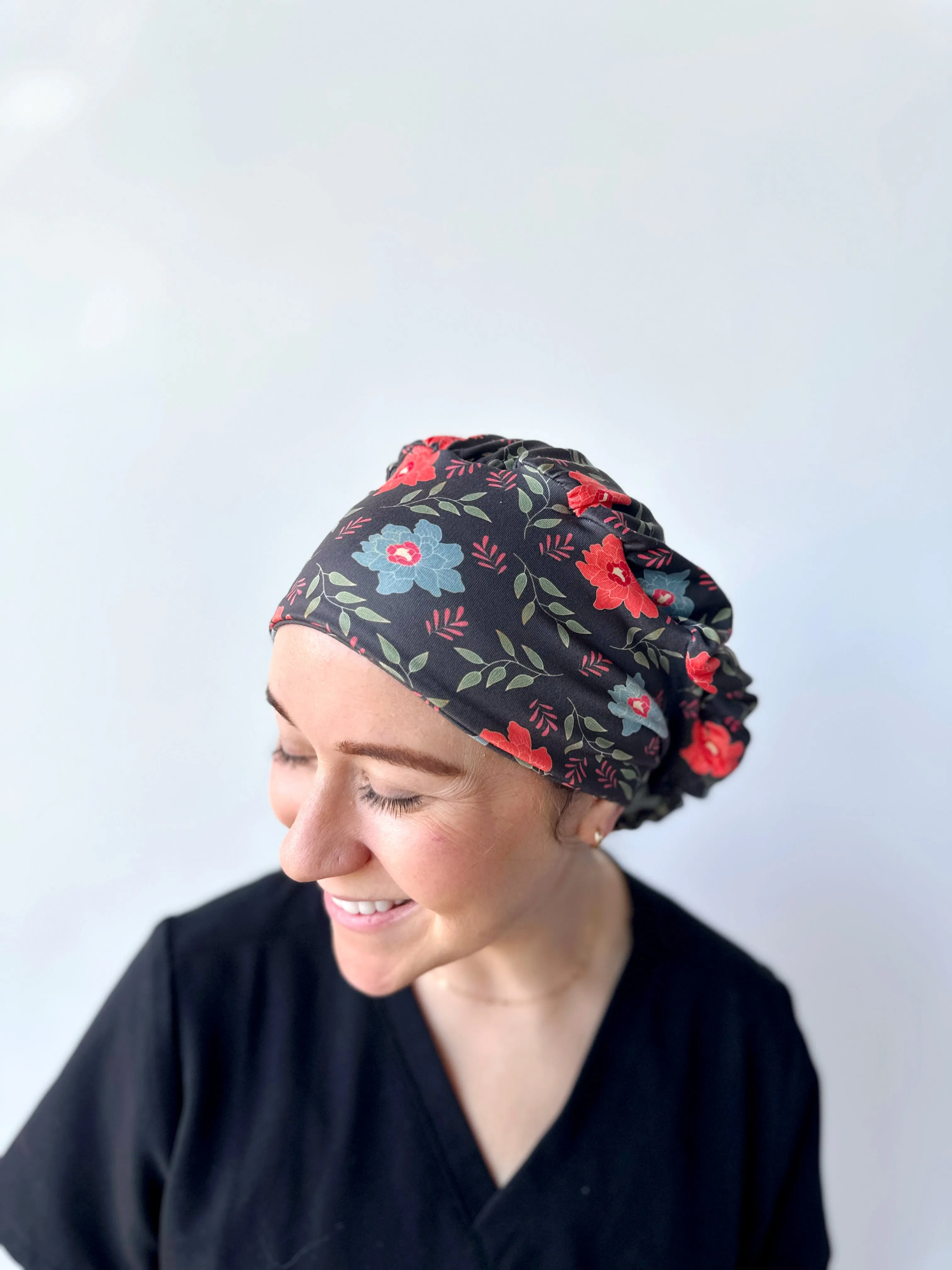 Scrub Hat - Gold Lined Floral