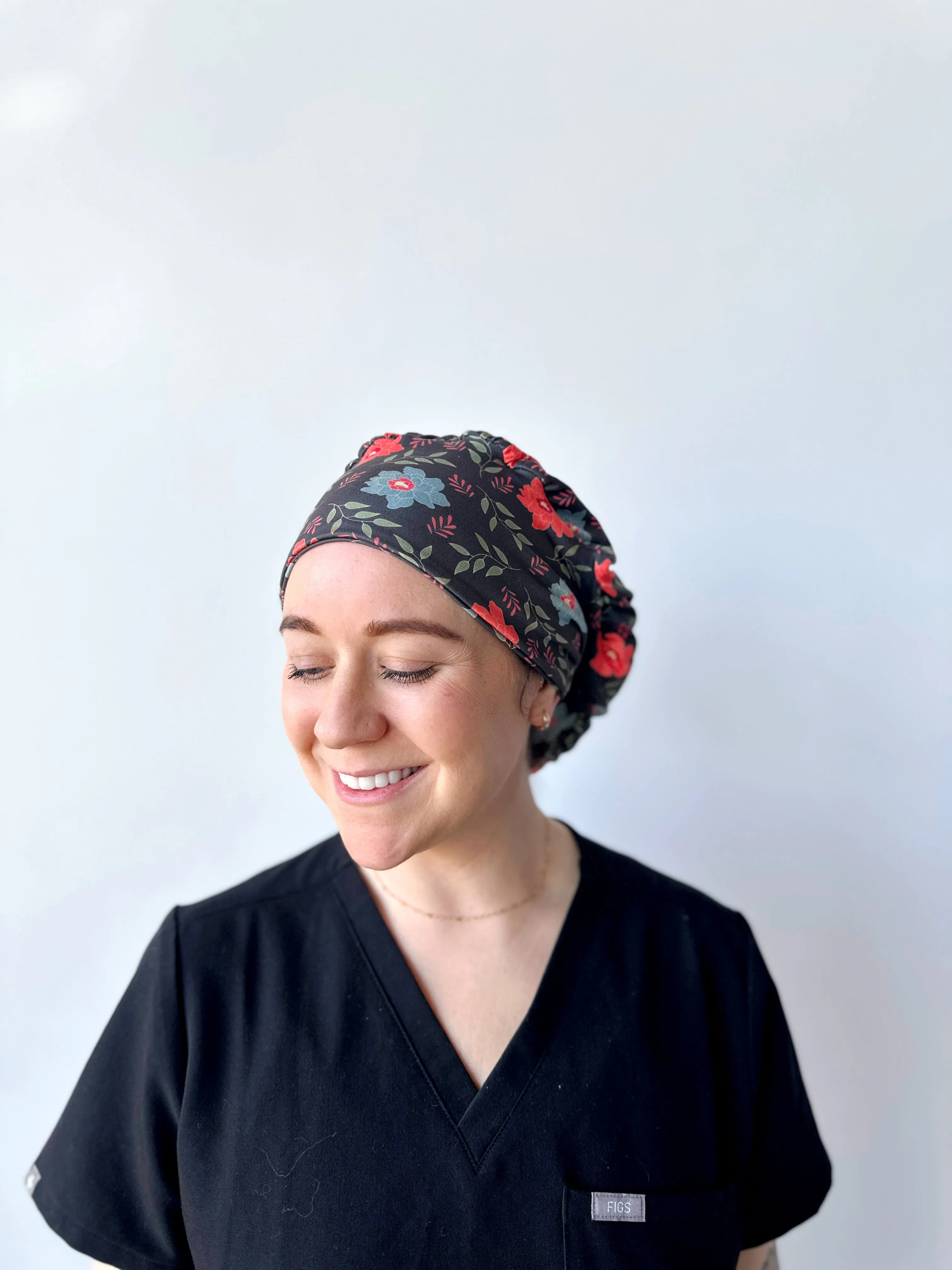 Scrub Hat - Gold Lined Floral