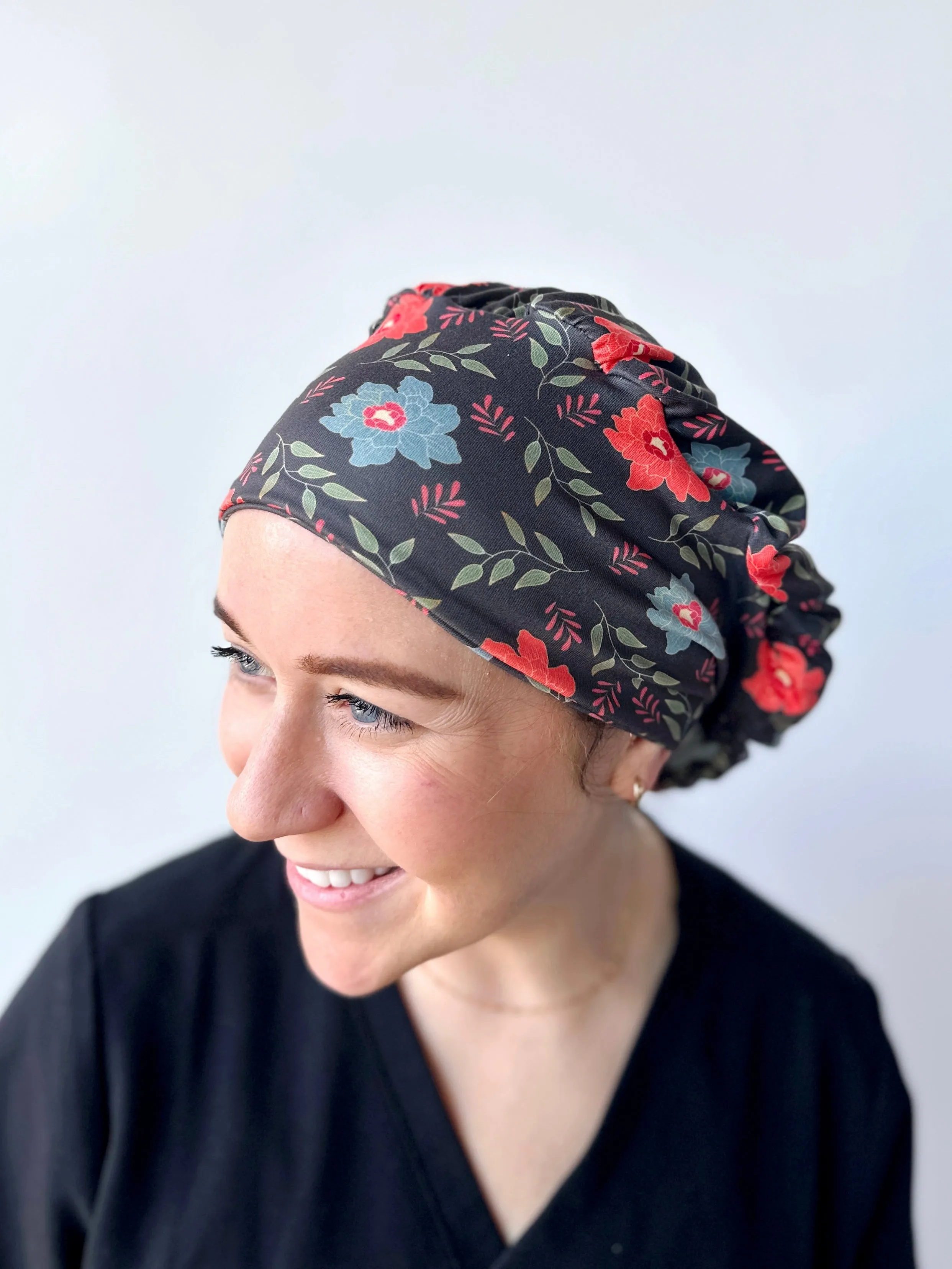 Scrub Hat - Gold Lined Floral