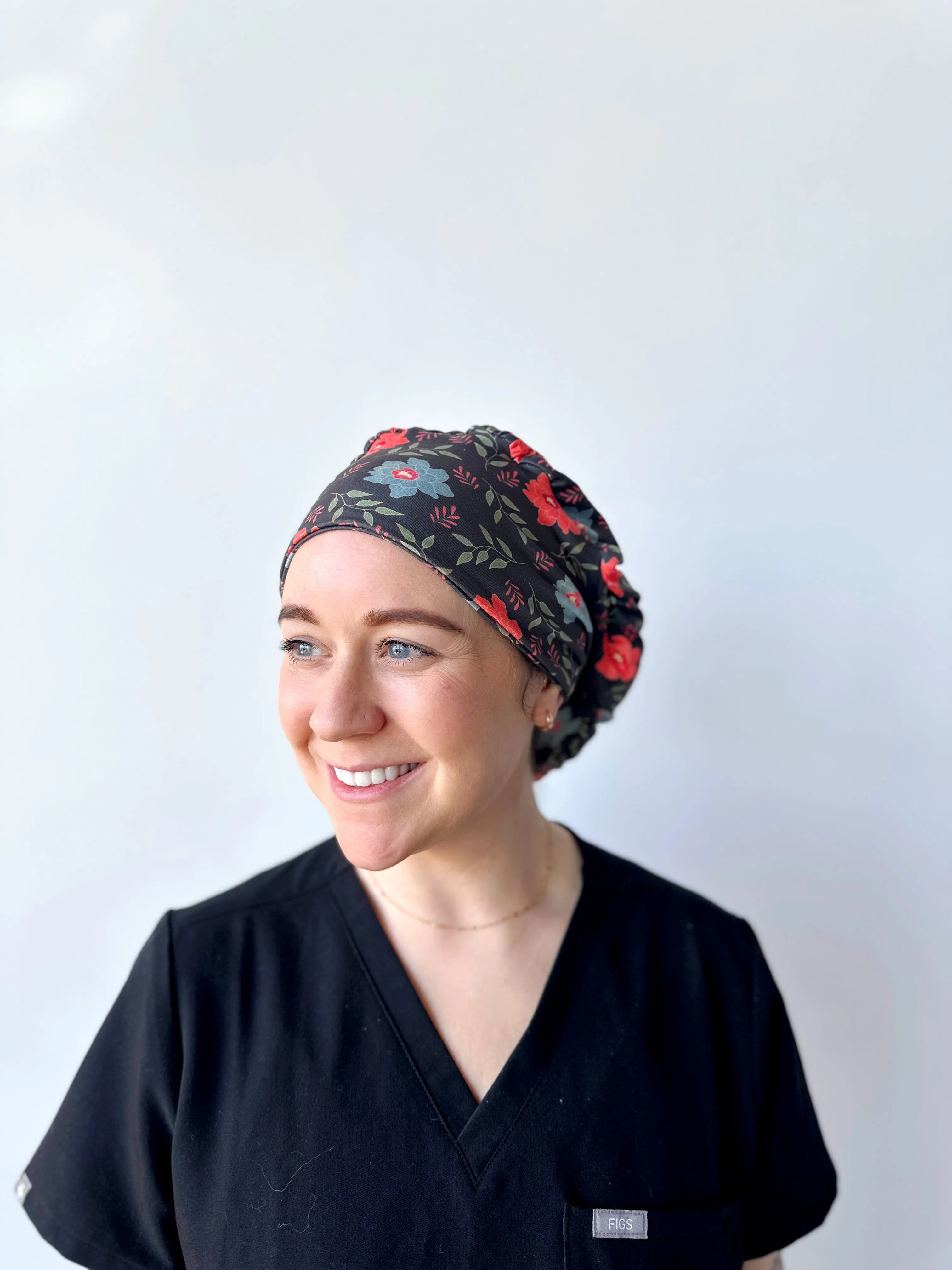 Scrub Hat - Gold Lined Floral