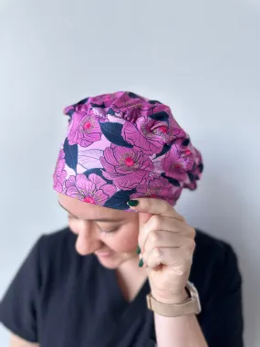 Scrub Hat - Magenta Floral