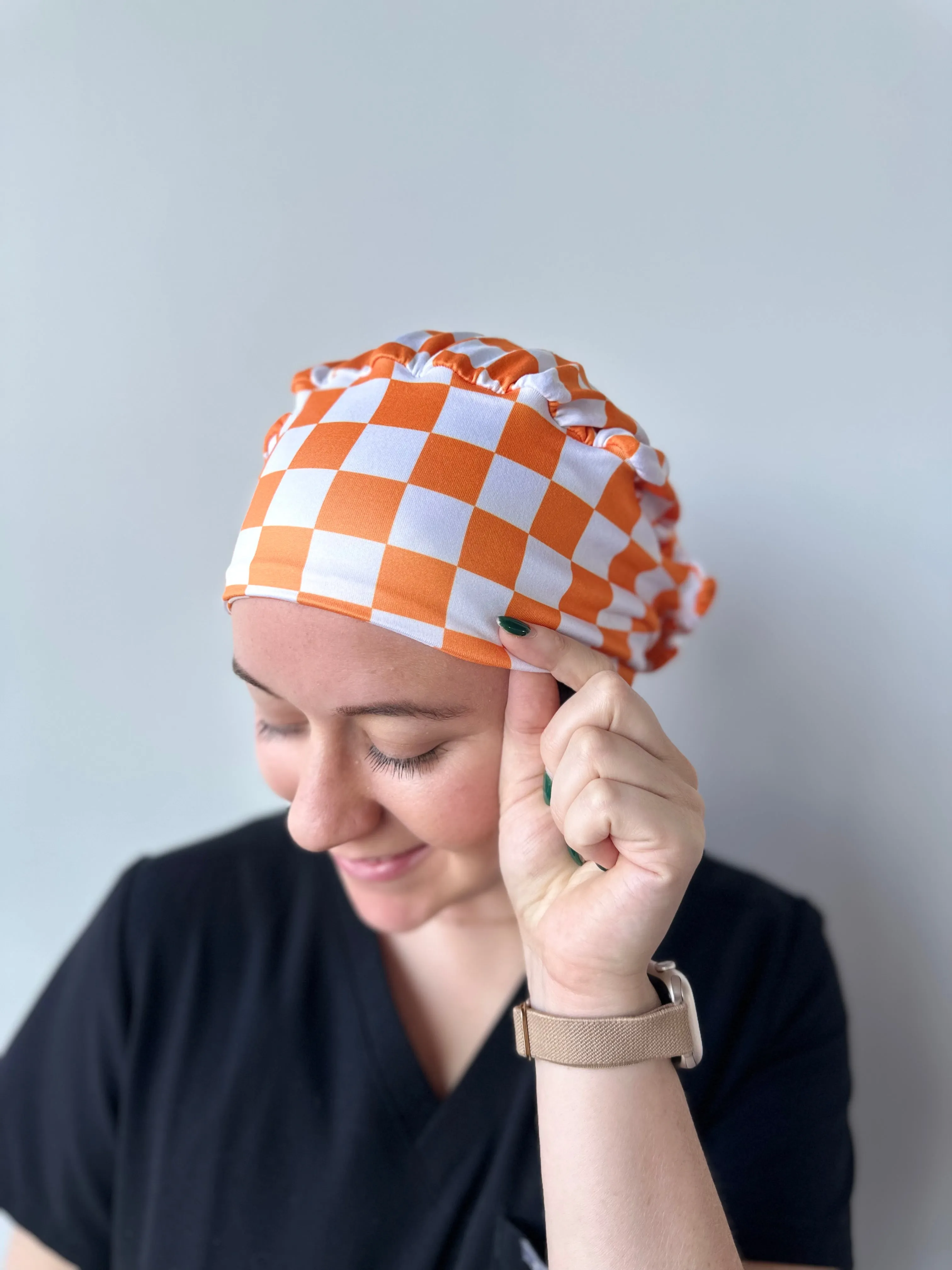 Scrub Hat - Orange Checker