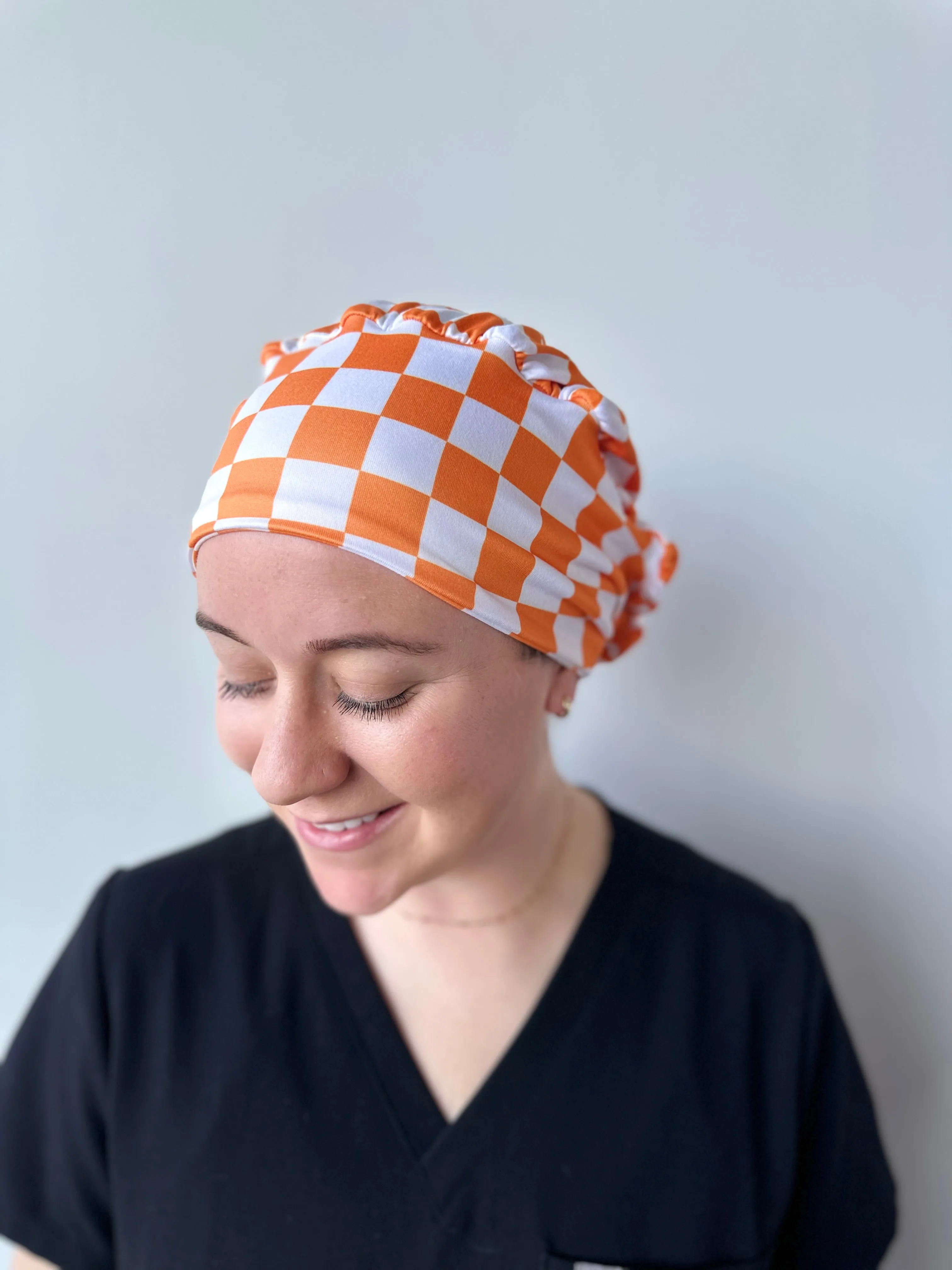 Scrub Hat - Orange Checker