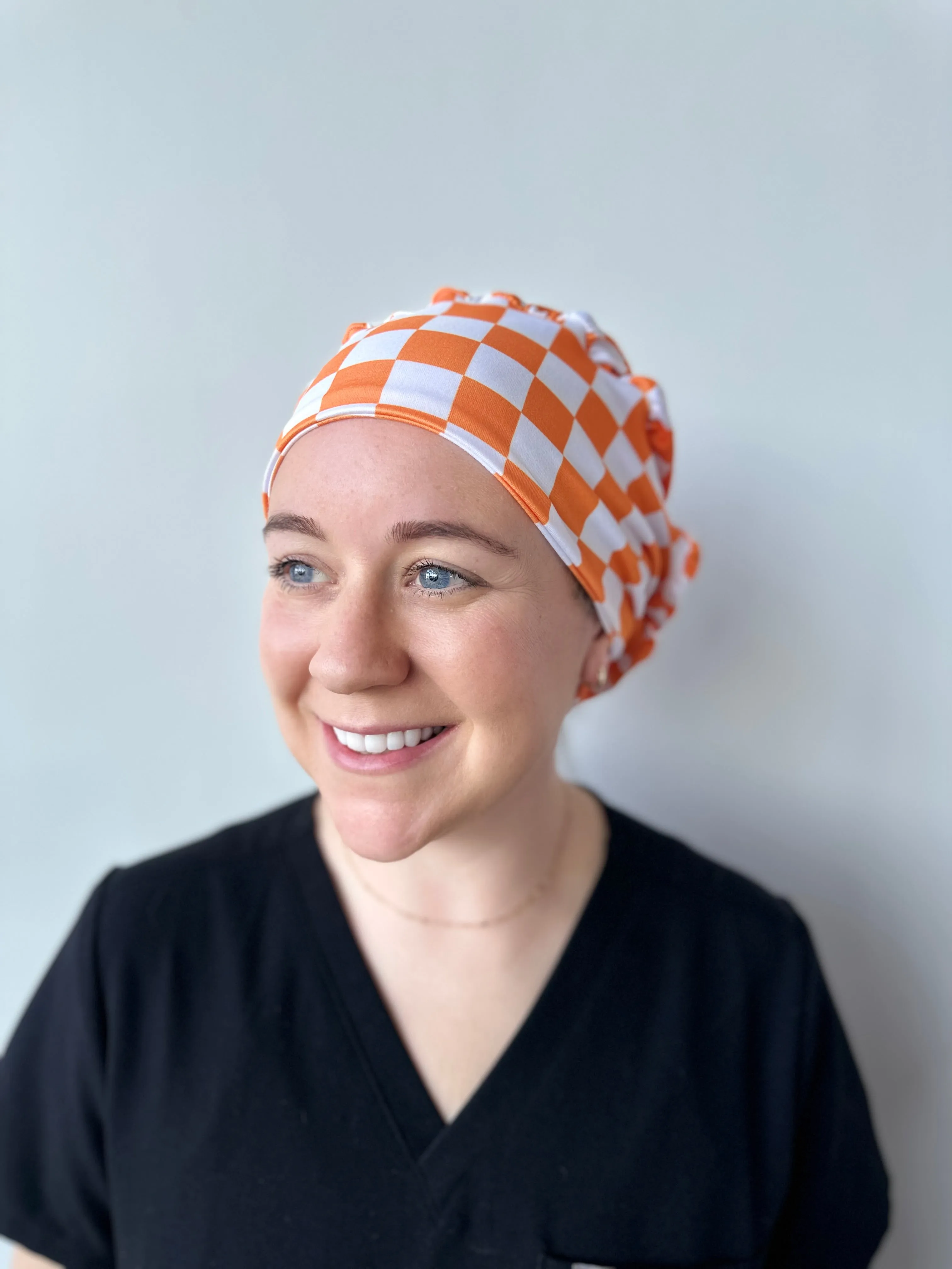 Scrub Hat - Orange Checker