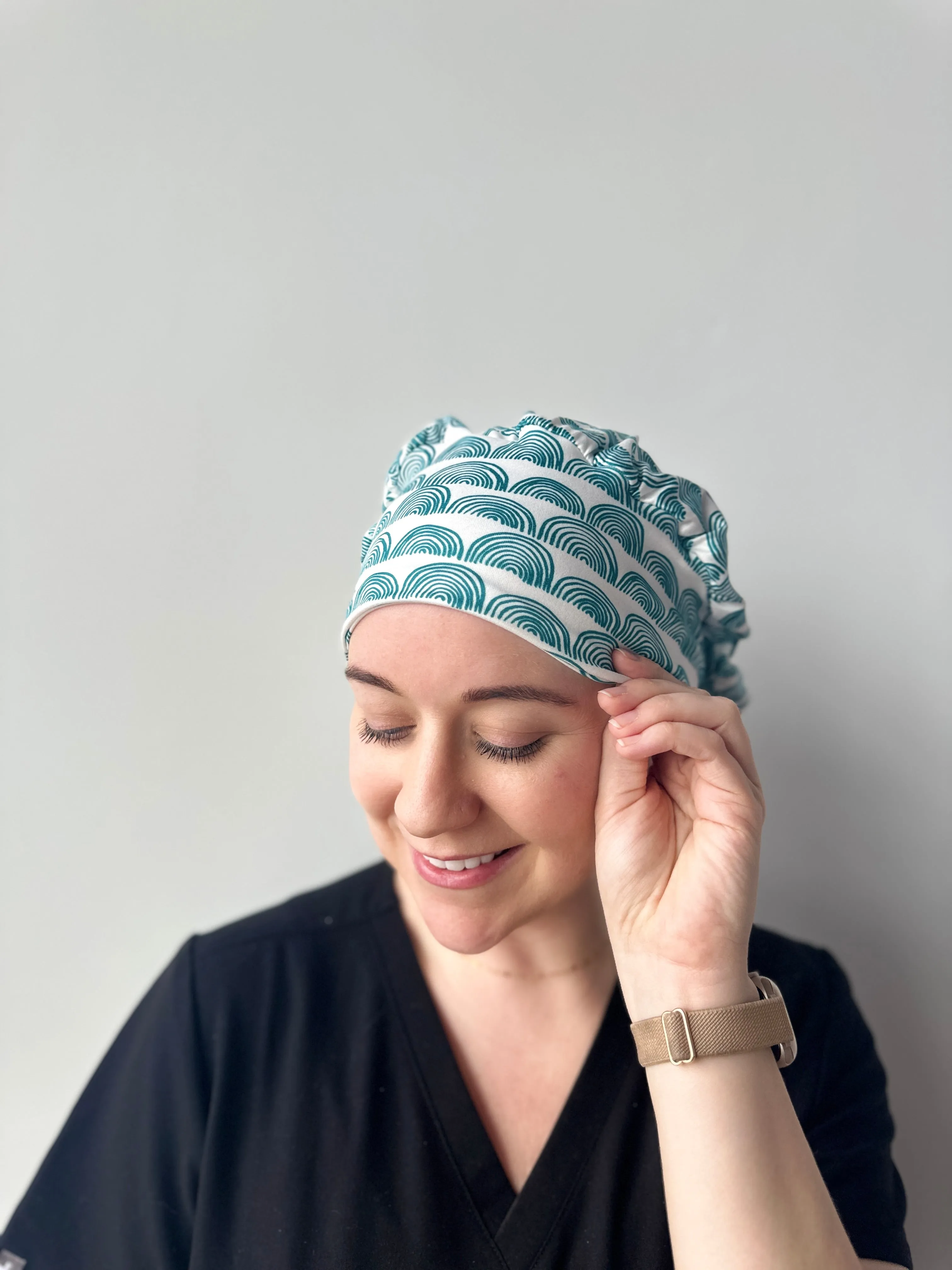 Scrub Hat - Teal Rainbows