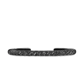 Sculpted Cable Cuff Bracelet in Black Titanium with Black Diamonds, 5.5mm, Size Medium