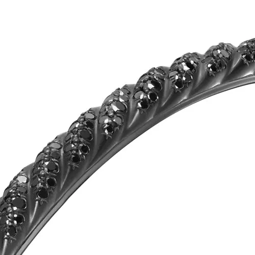 Sculpted Cable Cuff Bracelet in Black Titanium with Black Diamonds, 5.5mm, Size Medium