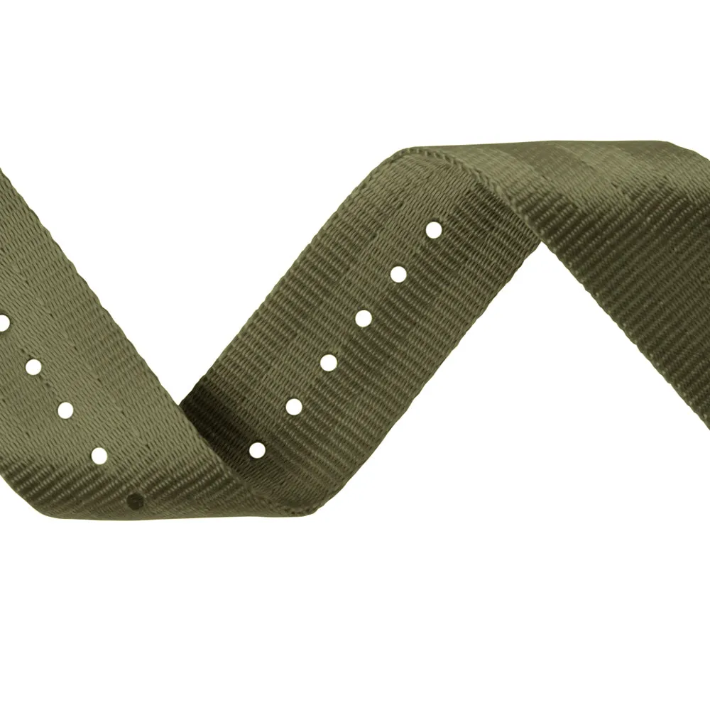 Seat Belt Nylon Military Style Watch Band - Olive, Black Hardware