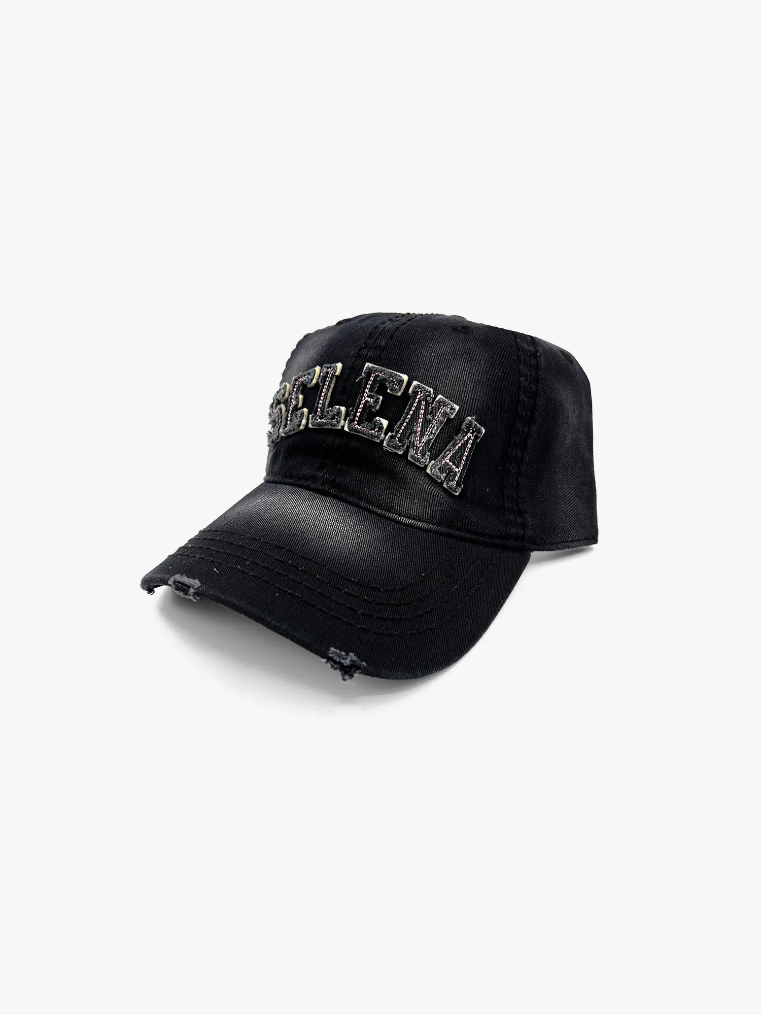 Selena Black Distressed Cap