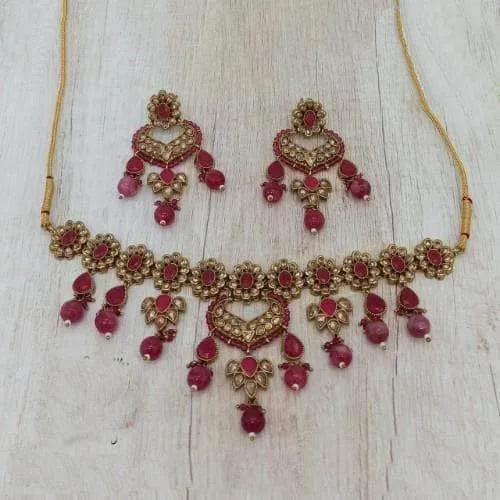 Semicircular Pendant Choker And Earring Set