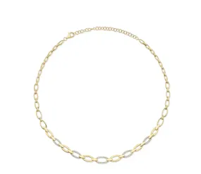 Shy Creation Alternating Diamond Oval Link Necklace